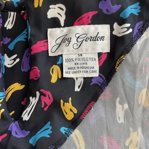 Vintage 80s Dress by Joy Gordon with Short Sleeves, Pleated skirt and Mod 80's - Picture 10 of 12